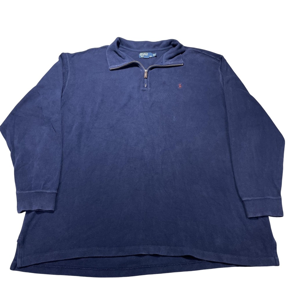 Polo Ralph Lauren Sweatshirt Mens 3XLT Blue 1/4 Zip Mock Neck Pony Logo Pullover